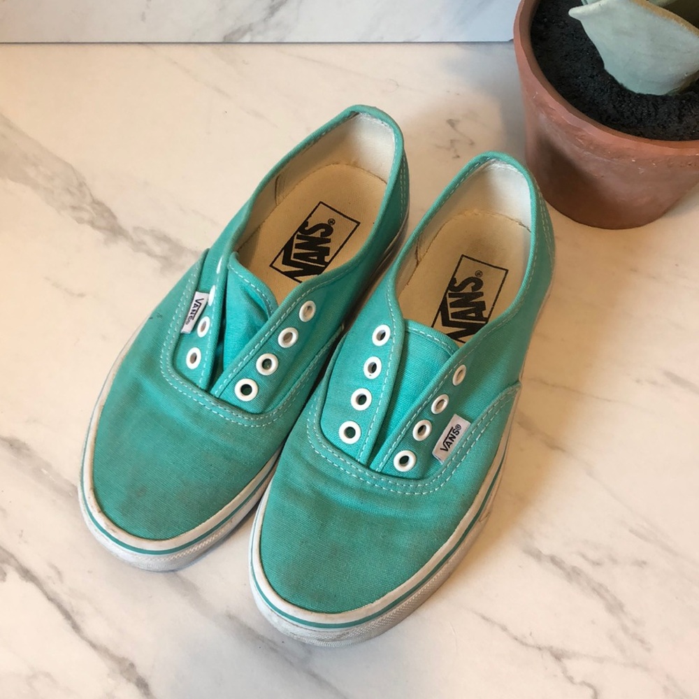VANS-Mint Green No Lace Slip-On Sneakers-Size 6